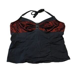 TRIPP NYC Halter Top Black Red Spider We’d Lace Punk Goth Gothic Plus Size 4